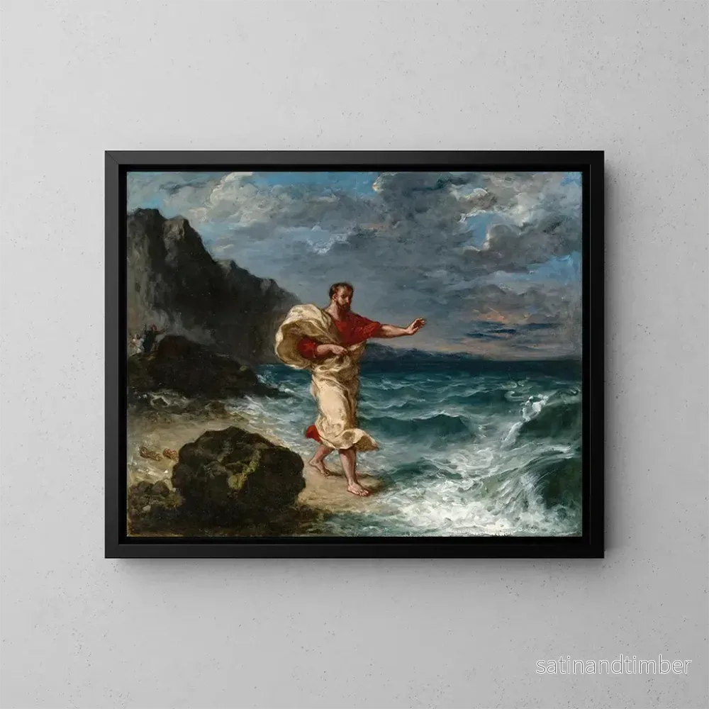 Reproduktion av målningen Démosthène på stranden - Eugène Delacroix