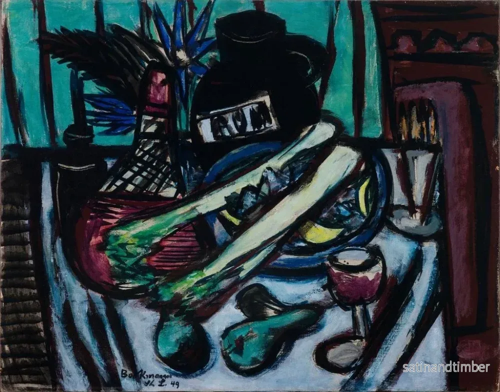 Reproduktion av målningen av stilleben med Chianti-flaska och selleri - Max Beckmann - Bild 2