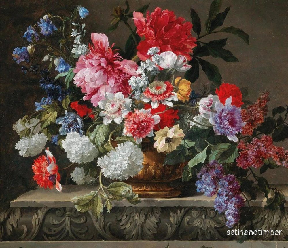 Reproduktion av målningen Naturstilleben med rosor, tulpaner, anemoner, liljekvistar, syren och buskar - Nicolas Baudesson - Bild 2