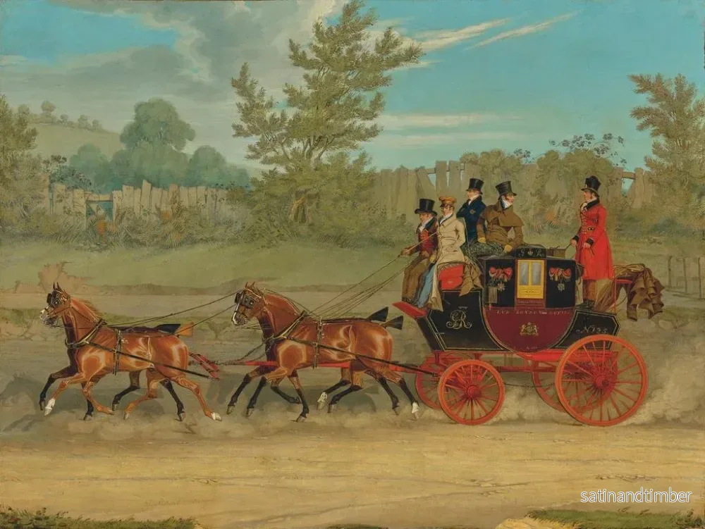 Reproduktion av målningen Le carrosse postal royal Londres-Édimbourg à vive allure par une journée d'été - James Pollard - Bild 2