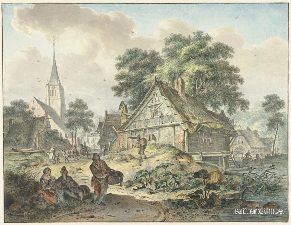 Reproduktion av målningen av ett hus i ruiner och en landsbygdskyrka - Hendrik Meijer - Bild 2
