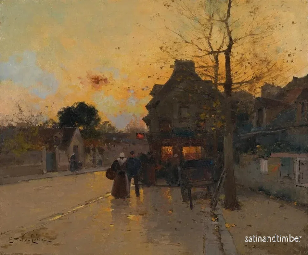 Reproduktion av målningen av by en höstkväll - Eugène Galien-Laloue - Bild 2