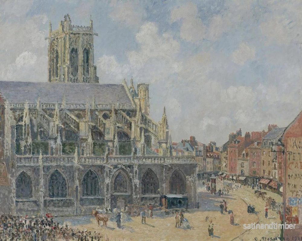 Reproduktion av målningen L'église Saint-Jacques de Dieppe, morgon, sol - Camille Pissarro - Bild 2