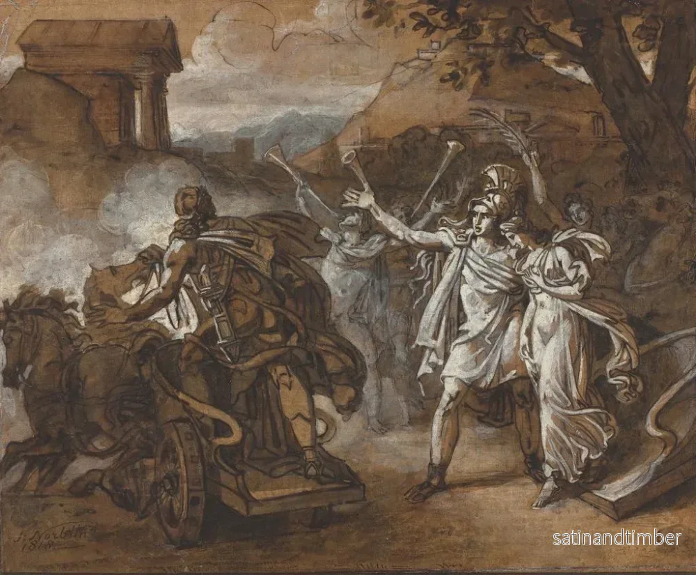 Reproduktion av målningen av Castor och Pollux som räddar Helena - Sébastien Norblin de la Gourdaine - Bild 2