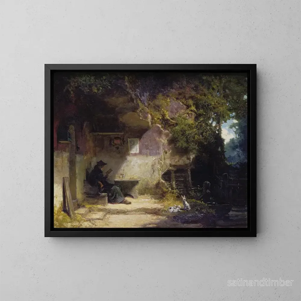 Reproduktion av målningen Le ermite devant sa retraite - Carl Spitzweg