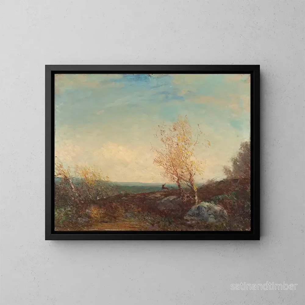 Reproduktion av målningen av Hjort i Fontainebleau-skogen - Félix Ziem