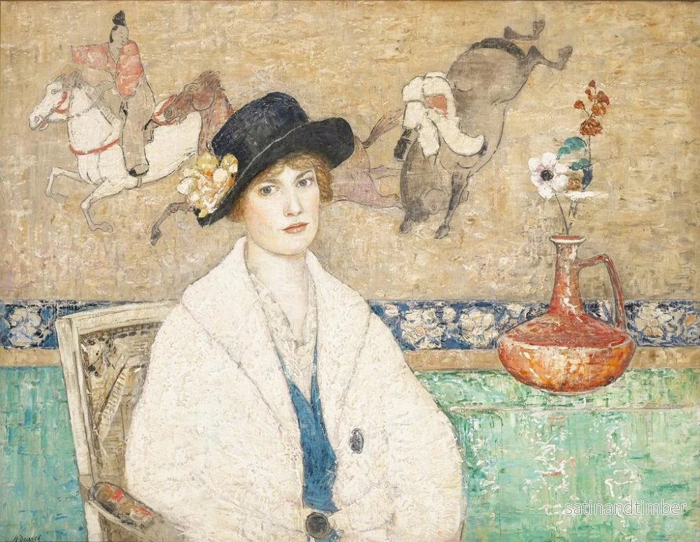 Reproduktion av målningen av den svarta hatten av Mademoiselle Dorothy Hart - Henry Golden Dearth - Bild 2