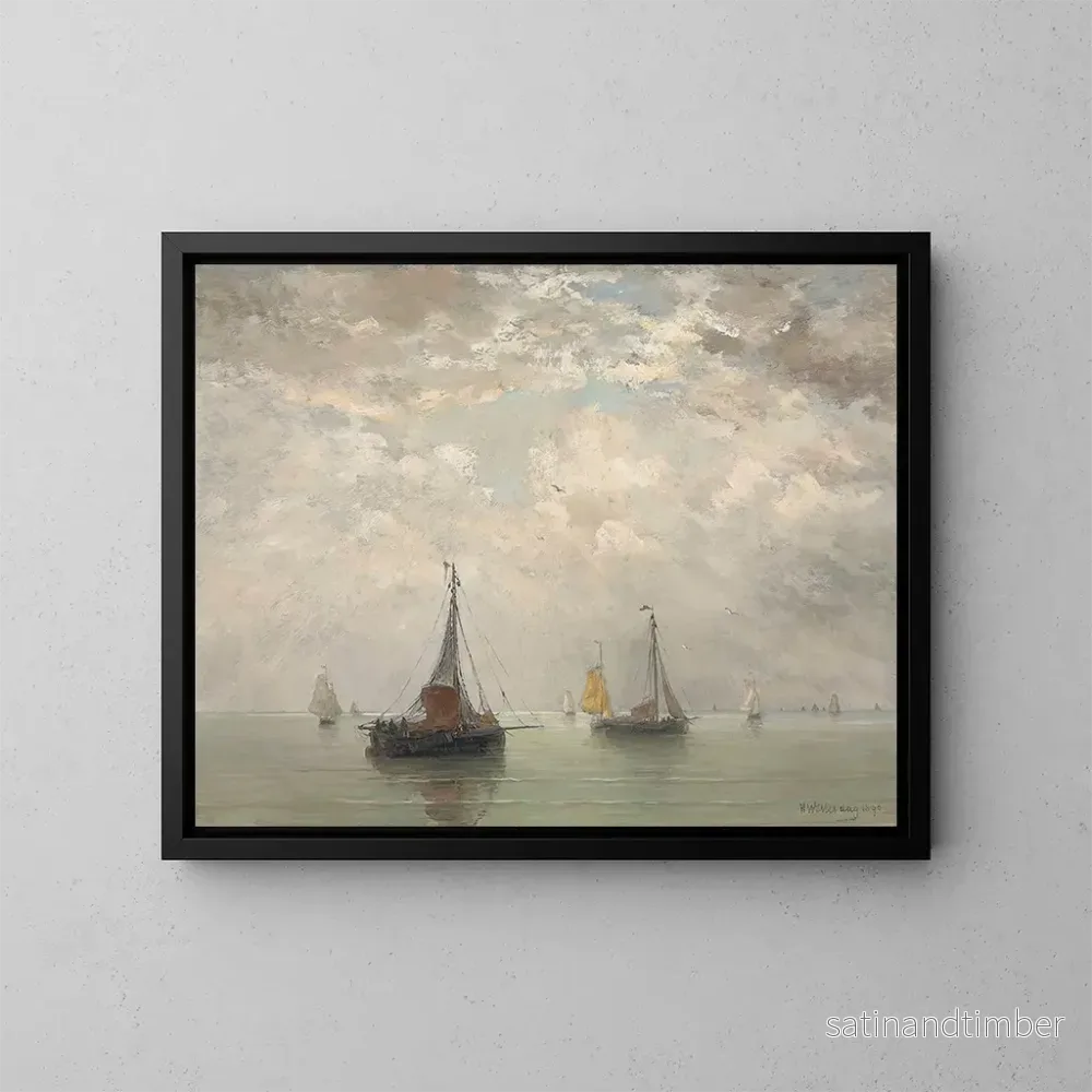Reproduktion av målningen Barges sur les brisants - Hendrik Willem Mesdag