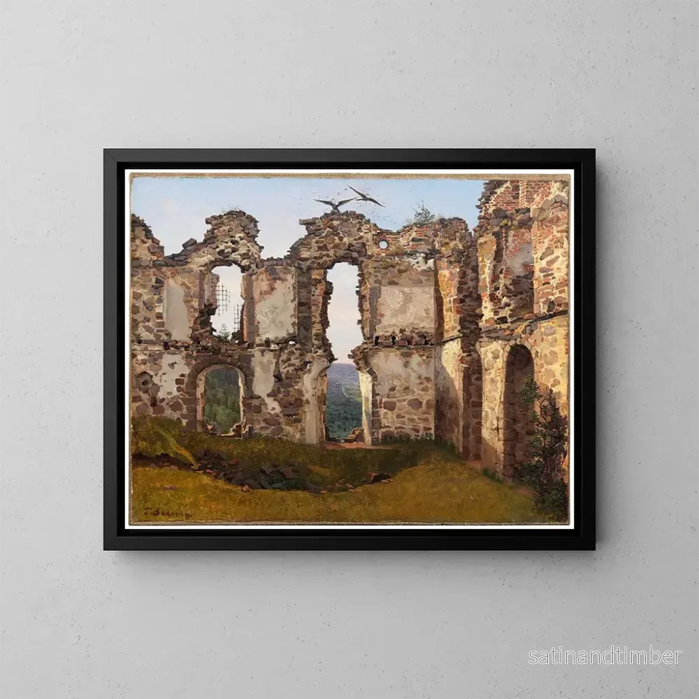 Reproduktion av målningen Les ruines de Brahehus près de Jönköping, Suède - Étude - Frederik Sødring