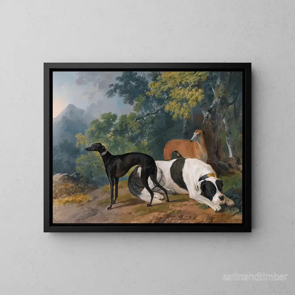 Reproduktion av målningen av två greyhounds och en mastiff tillhörande hertigen av Hamilton - Sawrey Gilpin