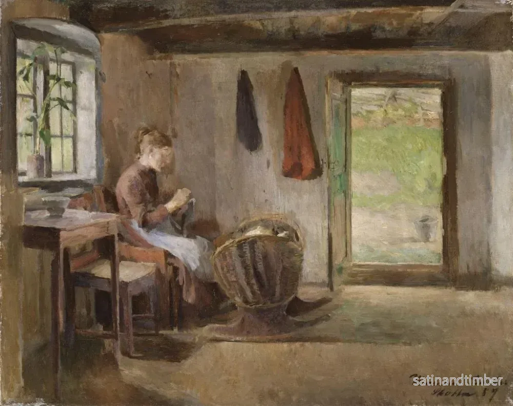Reproduktion av målningen av inomhusgård i Skotta i Brum - Harriet Backer - Bild 2