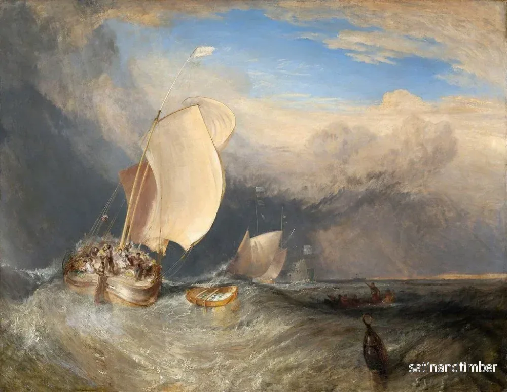 Reproduktion av målningen av fiskebåtar med handlare som handlar för fisk - Joseph Mallord William Turner - Bild 2