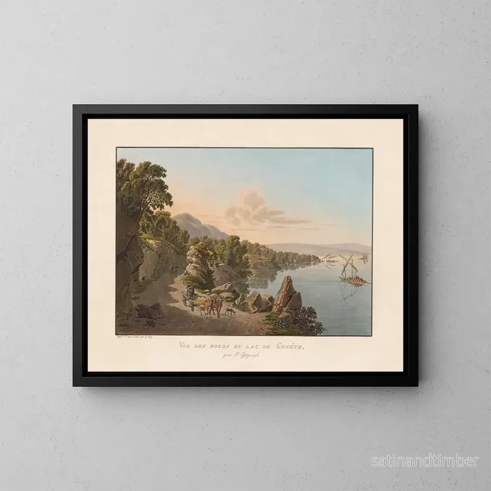 Reproduktion av målningen Vue des bords du lac de Genève près de Saint-Gingolph - Gabriel Lory le Jeune