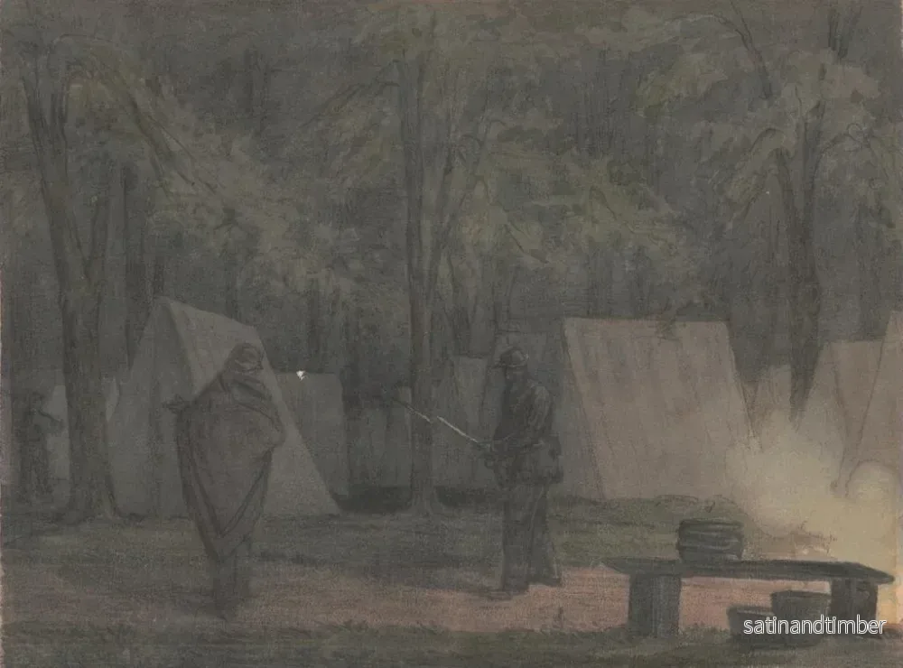 Reproduktion av målningen Croquis med B 8:e regementet Pa Ma under de gamla gardeofficerarna i Southwark, Capitolts mark, Harrisburg - James Fuller Queen - Bild 2
