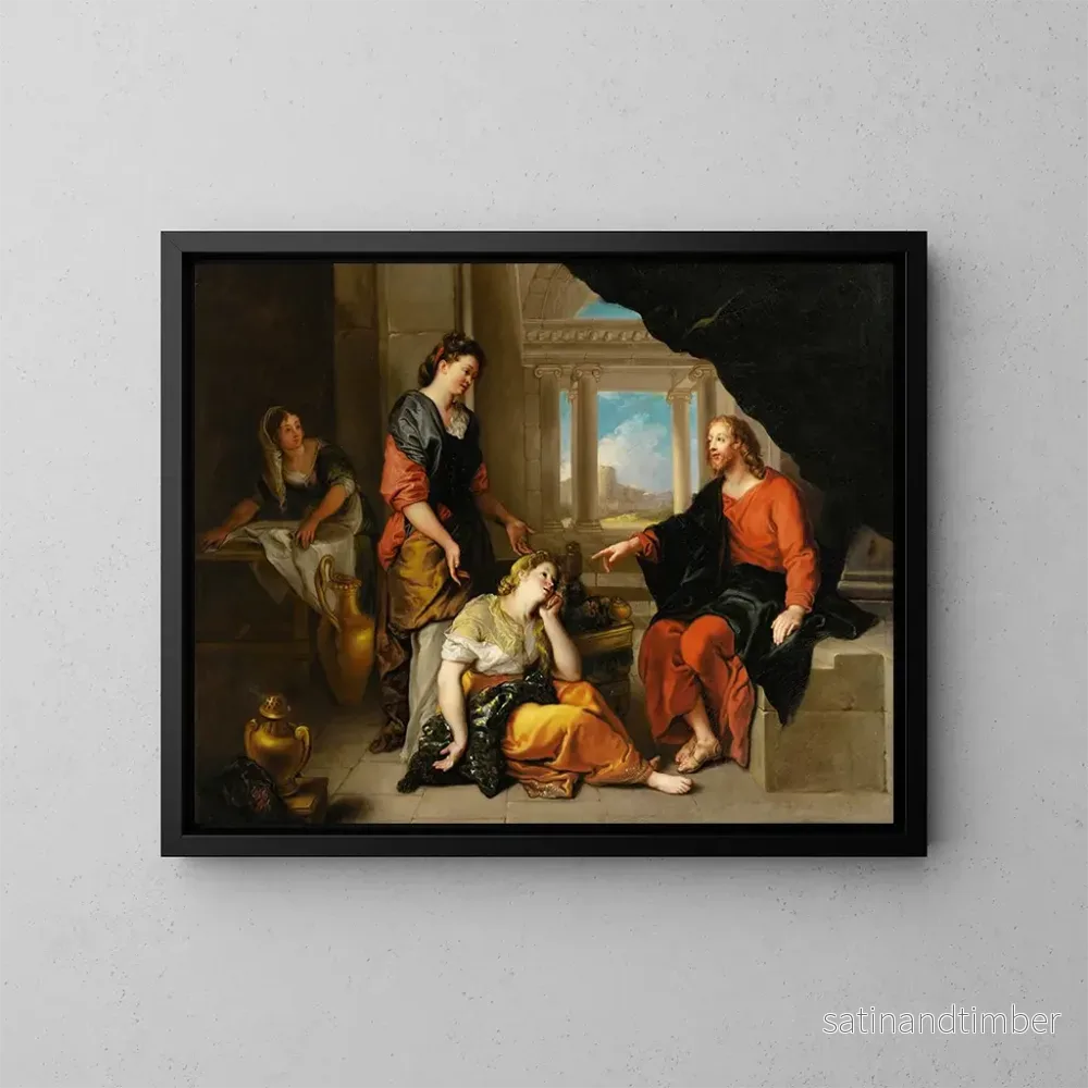 Reproduktion av målningen av Kristus hos Marta och Maria - Charles de La Fosse