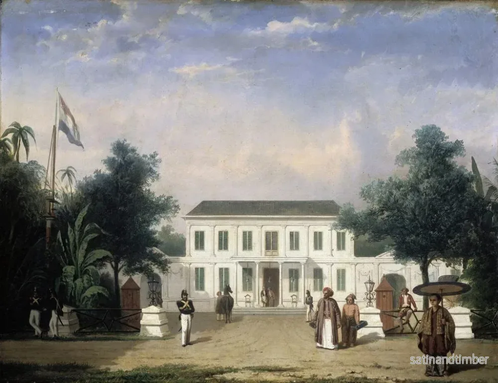 Reproduktion av målningen av Maison sur la Rijswijk à Batavia, Jalan Veteran - Ernest Alfred Hardouin - Bild 2