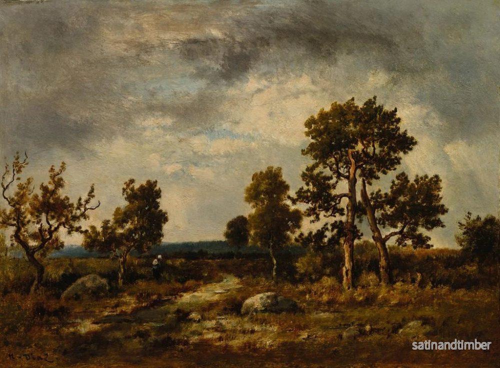 Reproduktion av målningen av vägen nära ormbärsdammen, Fontainebleau-skogen - Narcisse Virgile Diaz de la Peña - Bild 2