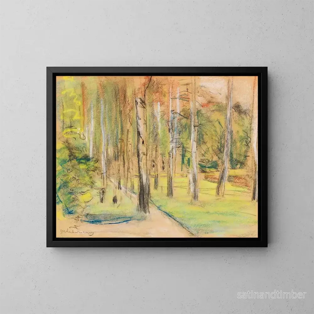 Reproduktion av målningen Längd: Konsttryck av Allée de bouleaux à Wannsee vers le nordväst - Max Liebermann