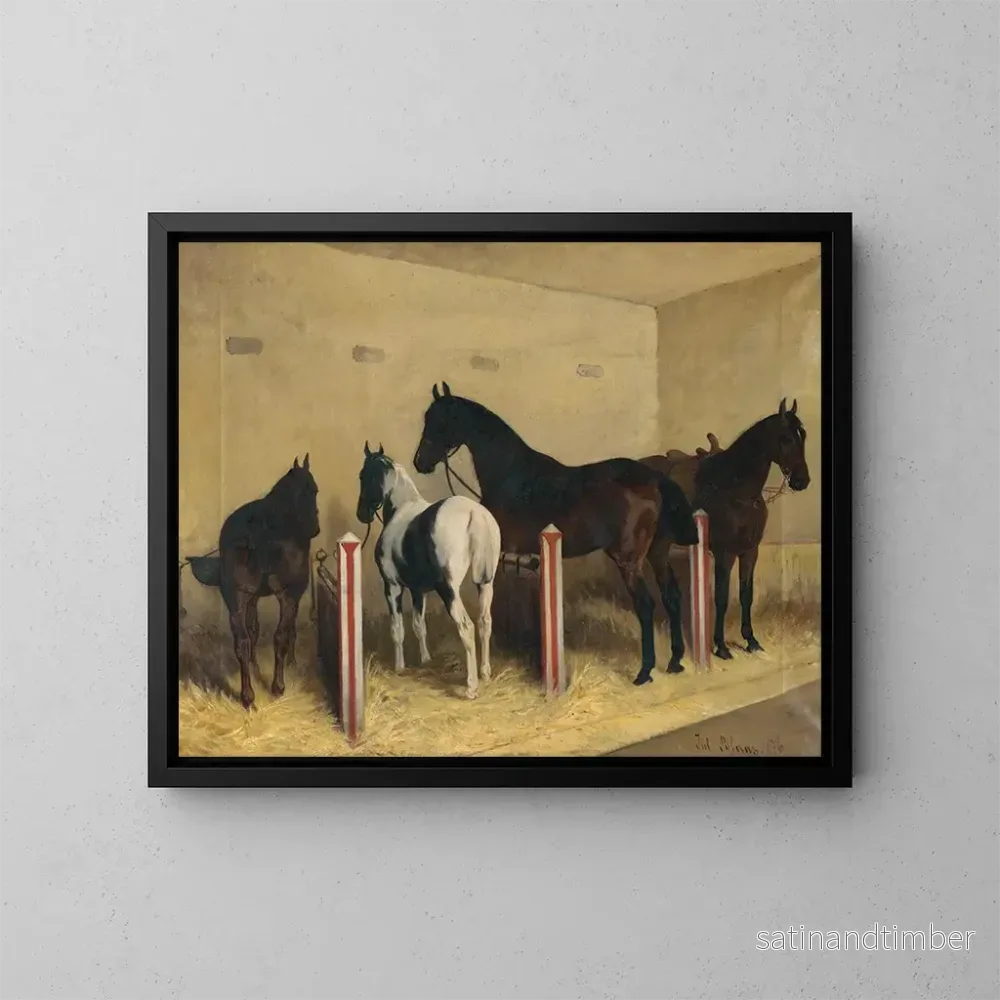 Reproduktion av målningen Hästar i stallet - Julius von Blaas