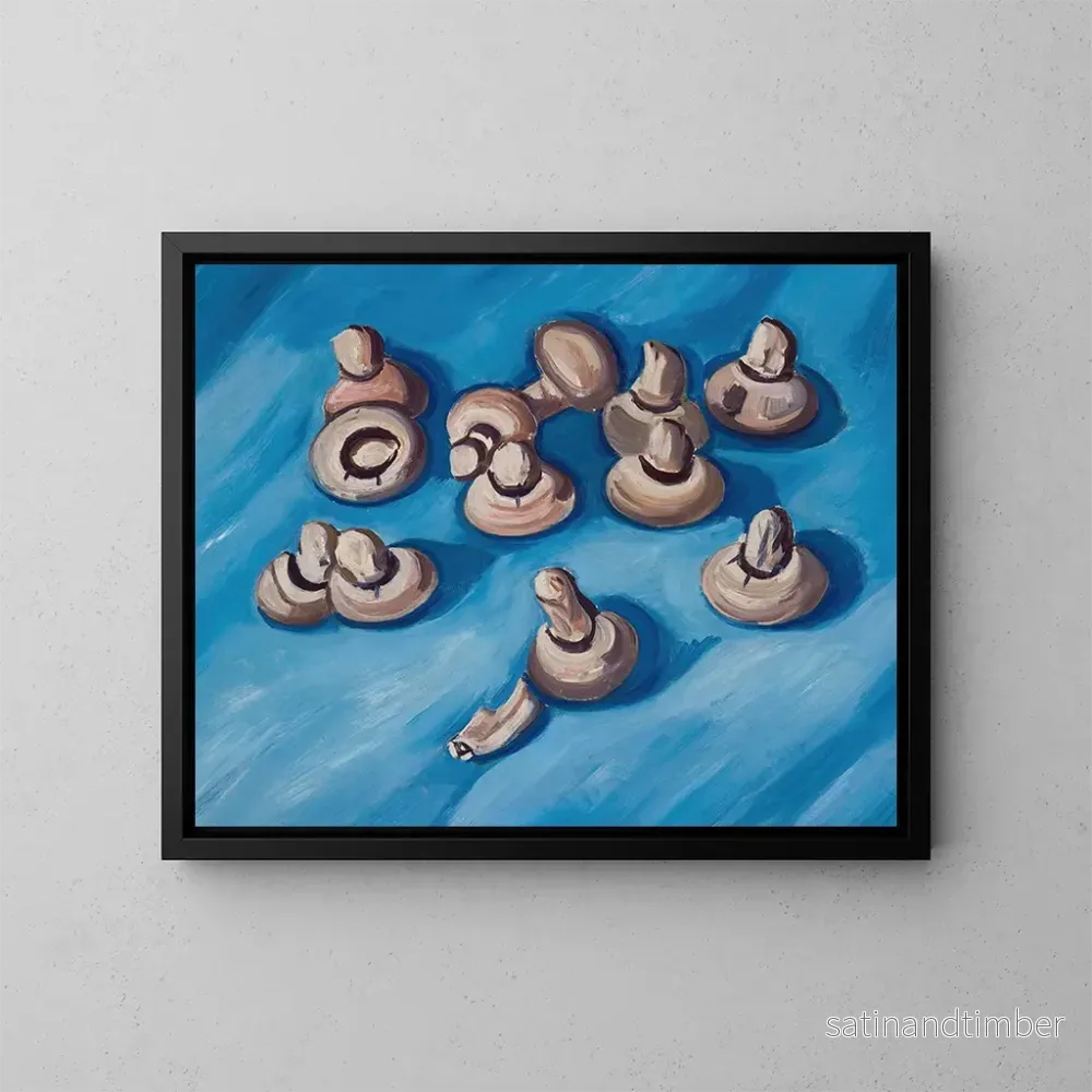 Reproduktion av målningen av svampar på en blå bakgrund - Marsden Hartley