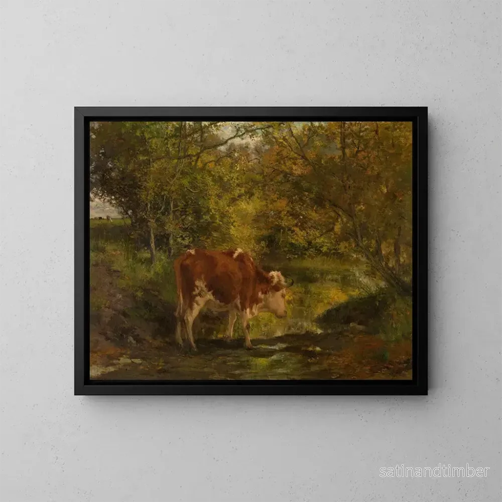 Reproduktion av målningen Vache au fossé - Hippolyte Boulenger