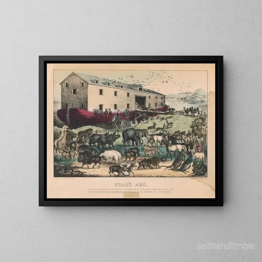 Reproduktion av målningen av Noas ark - Currier & Ives