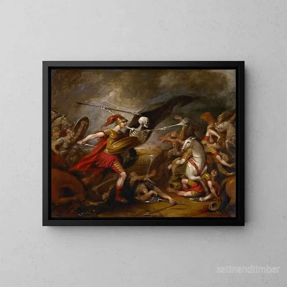 Reproduktion av målningen Josué vid slaget vid Aï med Döden - John Trumbull