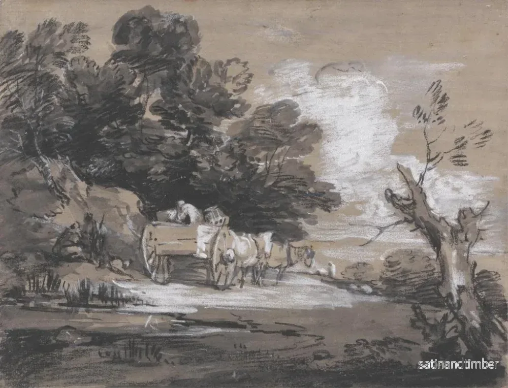 Reproduktion av målningen landskapsbild med skog, vagn och figurer - Thomas Gainsborough - Bild 2