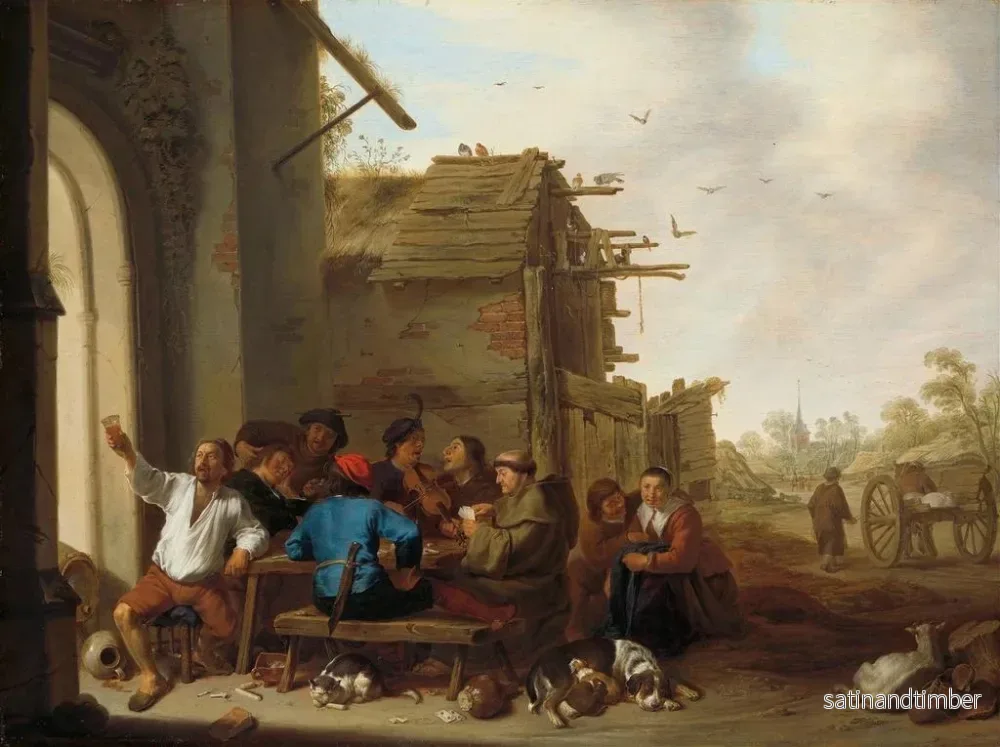 Reproduktion av målningen Figurer framför ett bykafé - Cornelis Saftleven - Bild 2