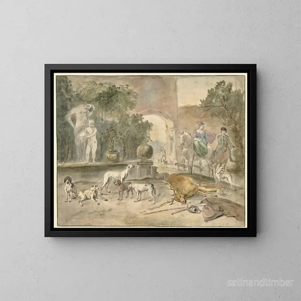 Reproduktion av målningen Scène de chasse - Hendrik Verschuring