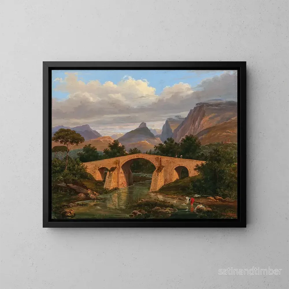 Reproduktion av målningen Pont de Battipaglia mellan Salerne och nära Neapel - Eugène von Guérard
