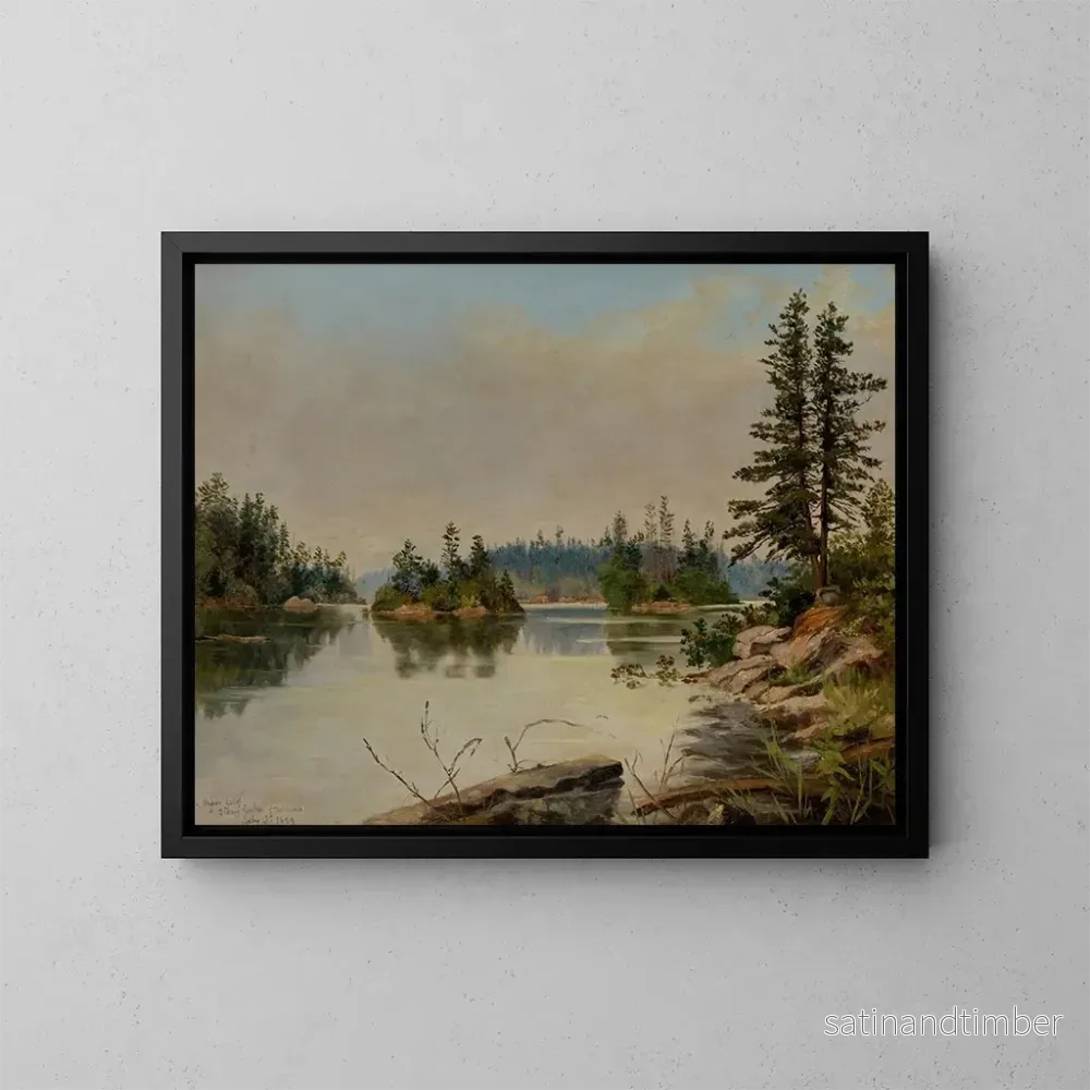 Reproduktion av målningen av Bare Island, Stony-sjön, Ontario - Edward Roper