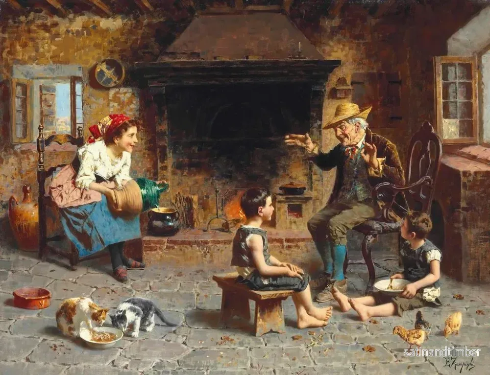 Reproduktion av målningen L'heure du conte - Eugenio Zampighi - Bild 2