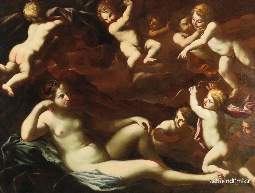 Reproduktion av målningen Venus och Cupidon med amoriner - Romerska skolan - Bild 2