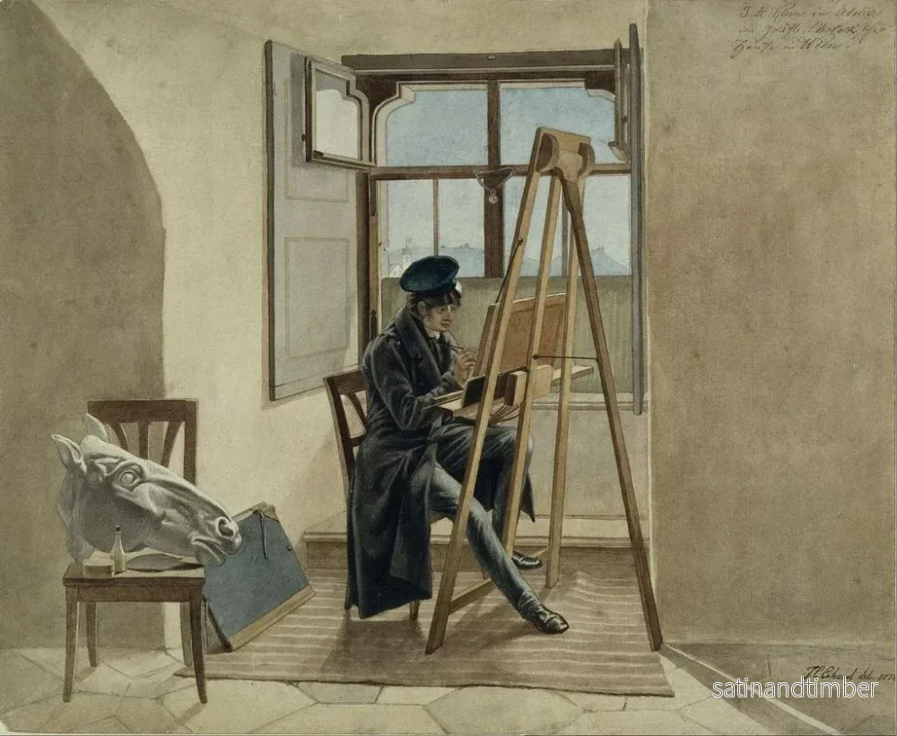 Reproduktion av målningen Le peintre Johann Adam Klein à son chevalet dans son atelier au Palais Chotek à Vienne - Johann Christoph Erhard - Bild 2