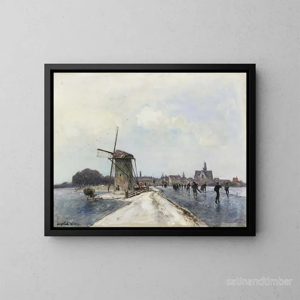 Reproduktion av målningen Patineurs à Maassluis - Johan Barthold Jongkind