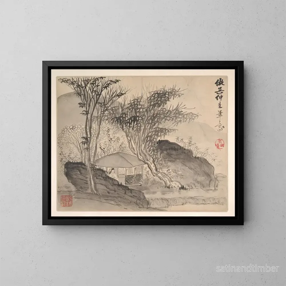 Reproduktion av målningen Landskap efter de gamla mästarna Pl08 - Mei Qing