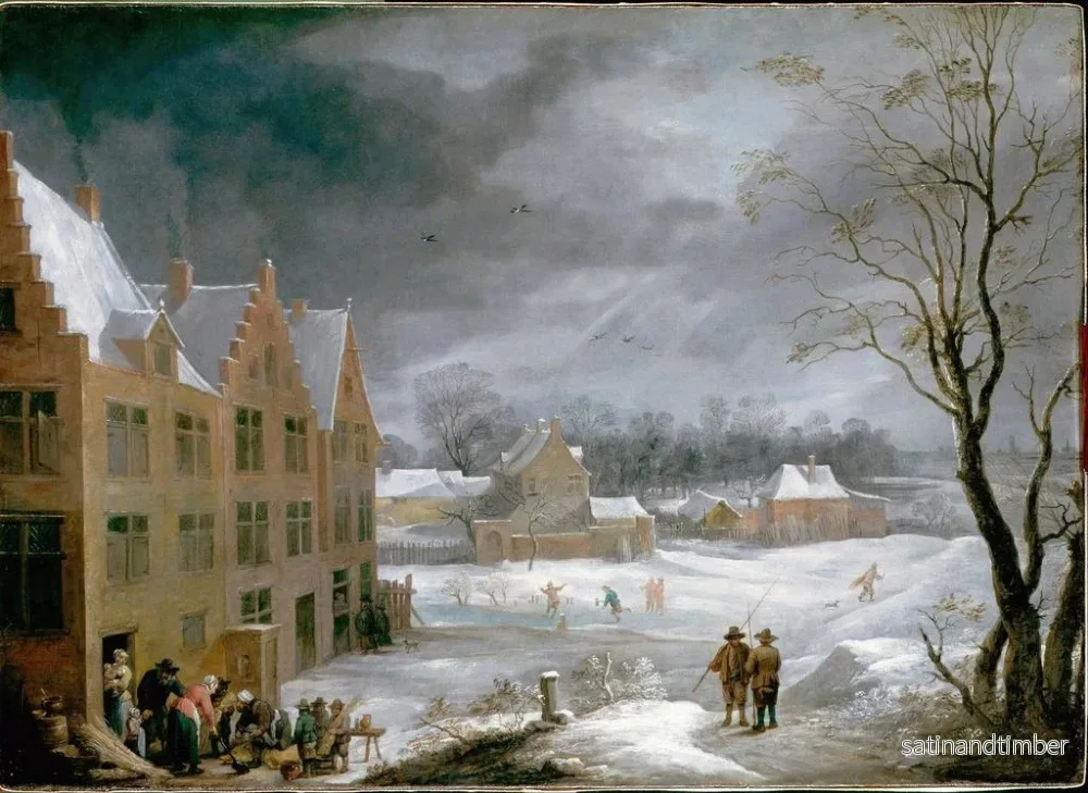 Reproduktion av målningen vinterscen med en man som slaktar en gris - David Teniers den yngre - Bild 2