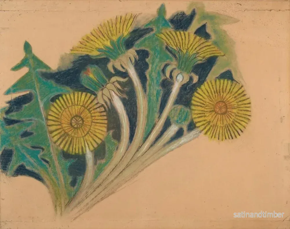 Reproduktion av målningen Blomster av maskros. Väggdekorationsprojekt för kyrkan i Bieczu - Stanisław Wyspiański - Bild 2