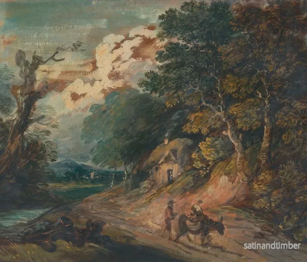 Reproduktion av målningen Landskapsbild med en figur som rider på en åsna - Gainsborough Dupont - Bild 2