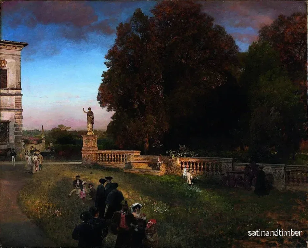Reproduktion av målningen i parken vid Villa Borghèse - Oswald Achenbach - Bild 2