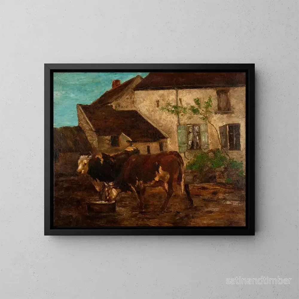 Reproduktion av målningen vid vattenhål - Gustave Courbet