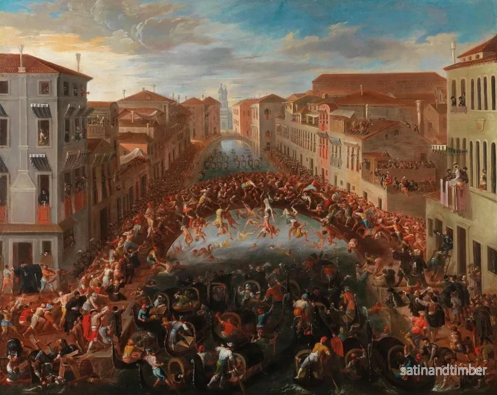 Reproduktion av målningen La Bataille des poings sur le pont de San Barnaba à Venise - Joseph Heintz le Jeune - Bild 2
