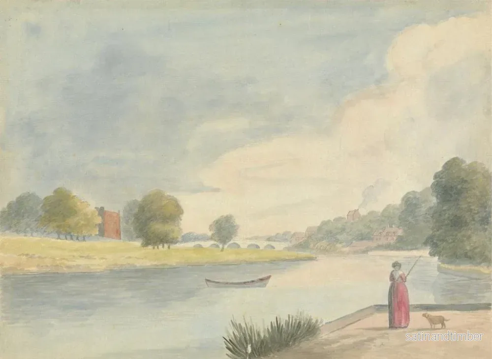 Reproduktion av målningen av kvinna som fiskar - Edward Francis Burney - Bild 2