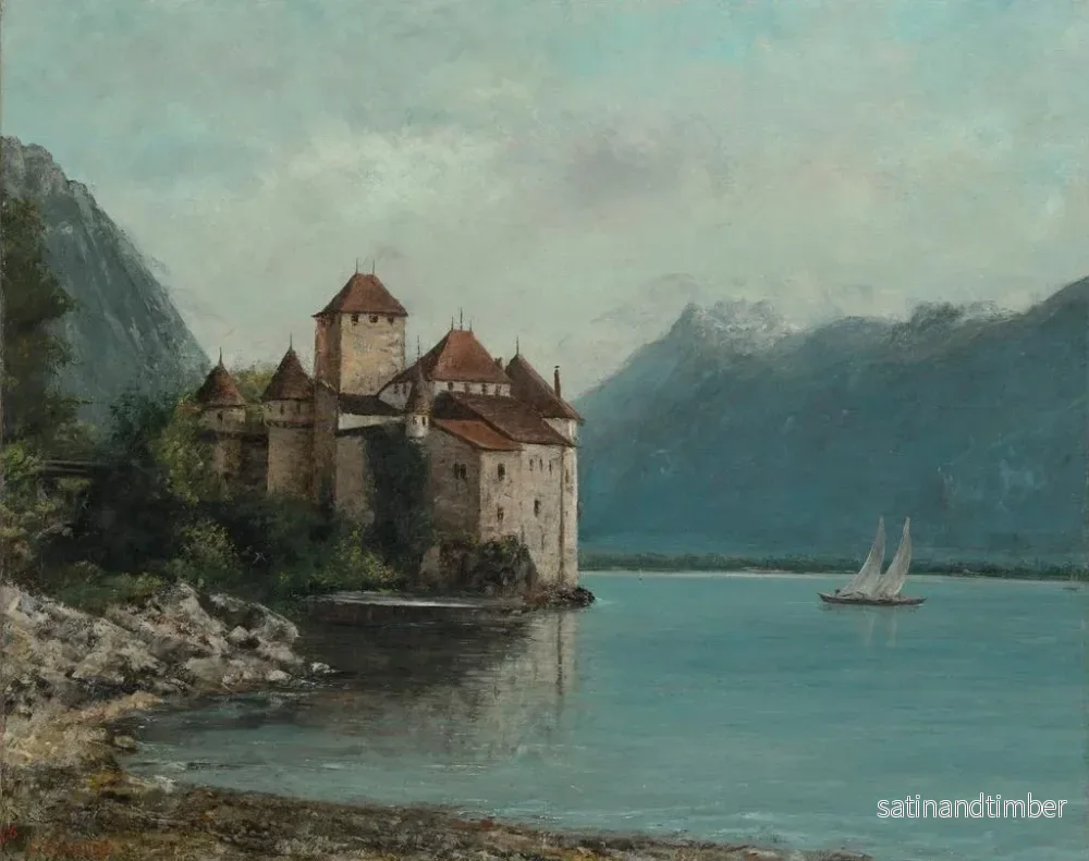 Reproduktion av målningen Le Château de Chillon, lac Léman - Gustave Courbet - Bild 2