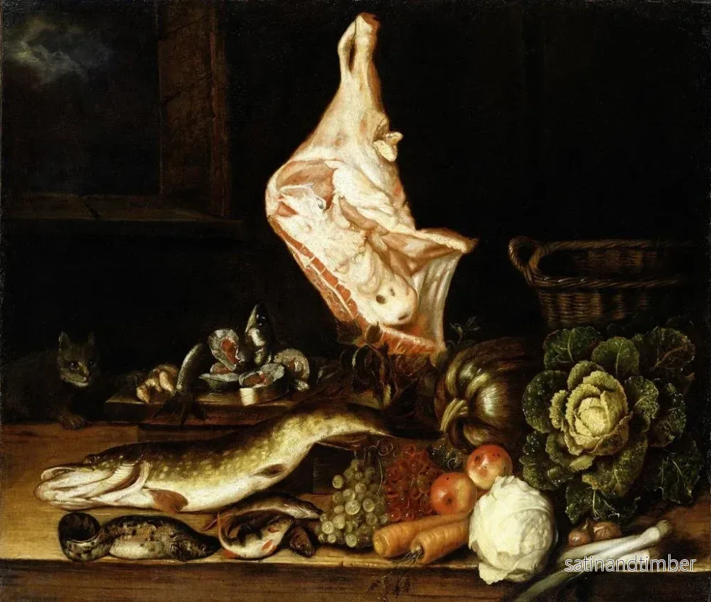 Reproduktion av målningen Naturstilleben med ett köttstycke, grönsaker och fisk - Christian von Thum - Bild 2