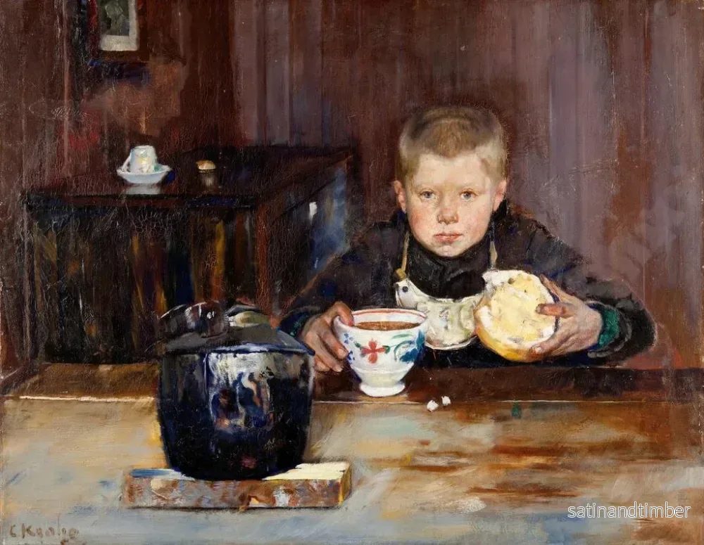 Reproduktion av målningen av pojke som handlar och dricker kaffe - Christian Krohg - Bild 2