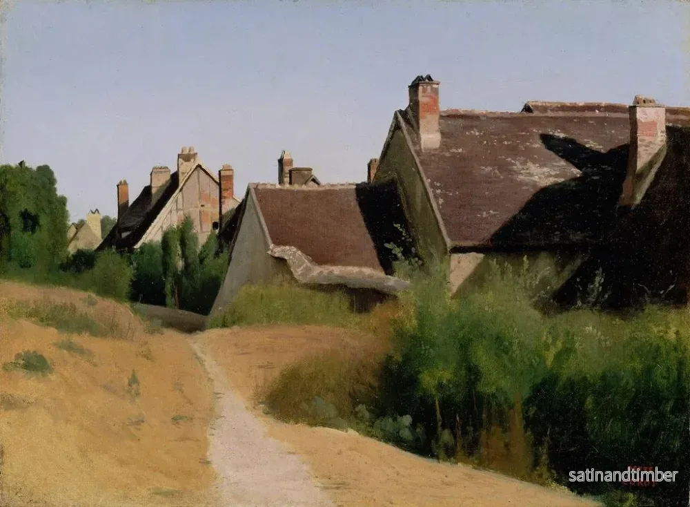 Reproduktion av målningen av hus i omgivningarna kring Orléans - Jean-Baptiste-Camille Corot - Bild 2