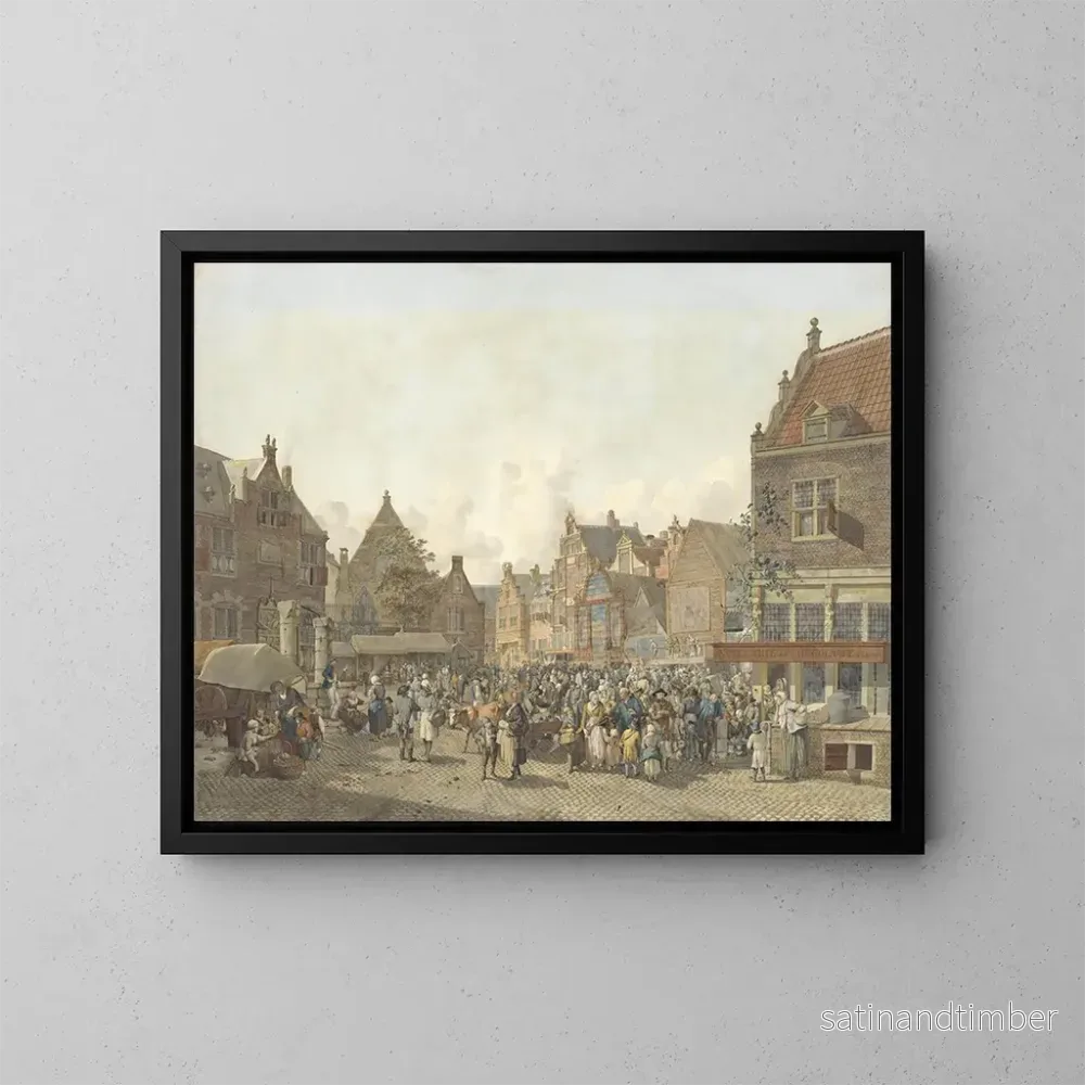 Reproduktion av målningen Place de la ville avec une foire - Johannes Huibert Prins