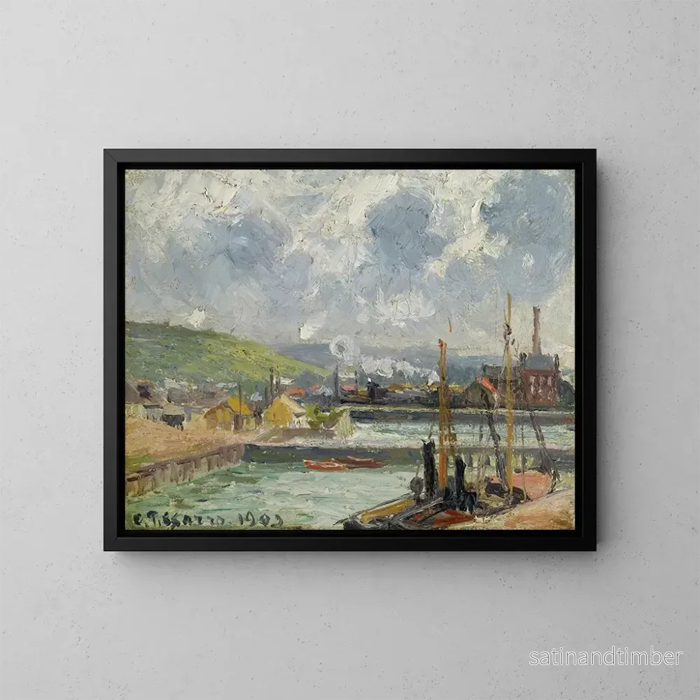 Reproduktion av målningen Darse de pêche och bassin Duquesne, Dieppe, ljusgrått väder - Camille Pissarro